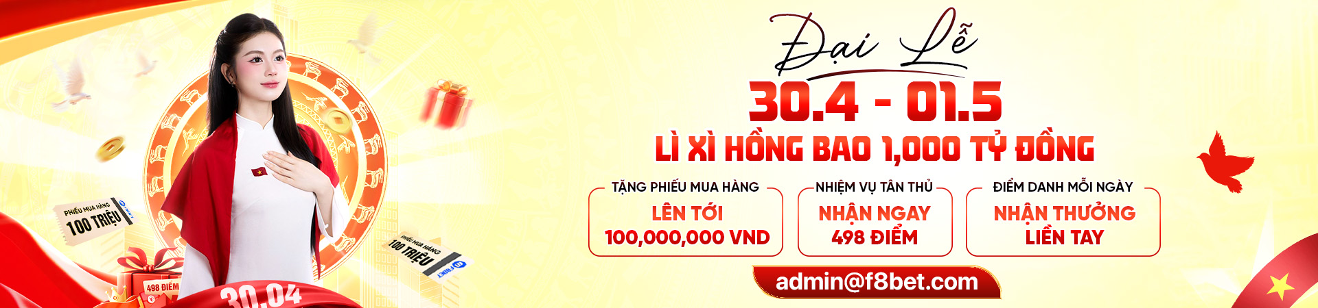 banner f8bet phát quà mừng đại lễ 30 tháng 4 và 1 tháng 5